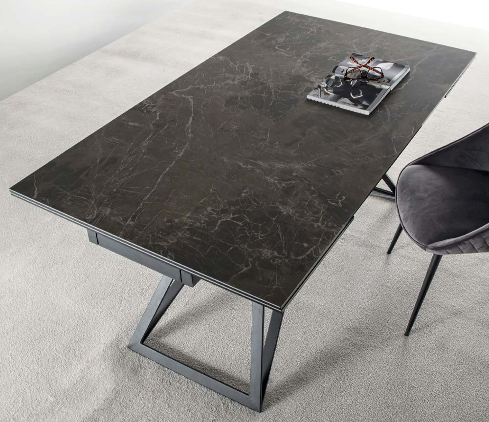 Table céramique noir extensible rectangulaire pieds métal - Souffle d'intérieur