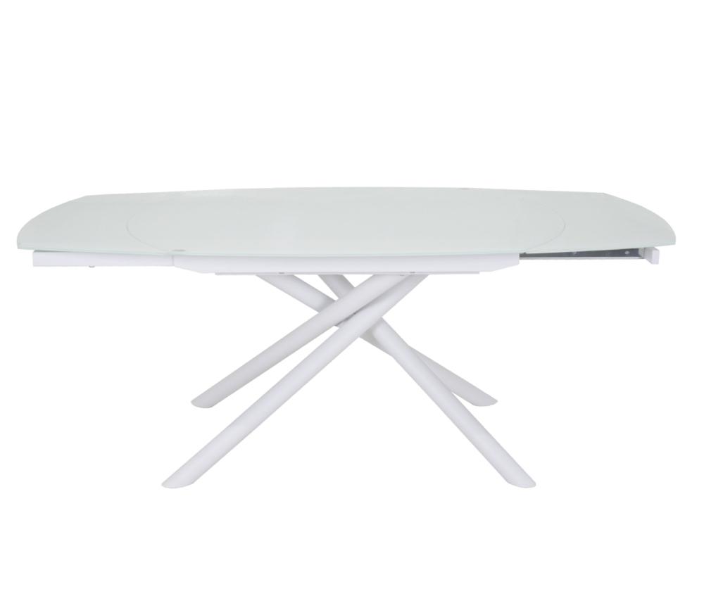 table en verre blanche extensible pieds métal blanc - Souffle d'intérieur