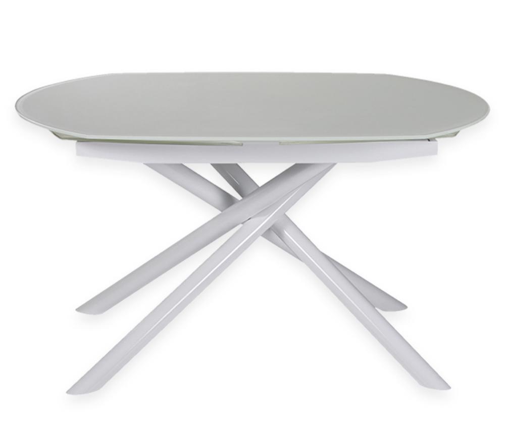 table en verre blanche extensible pieds métal blanc - Souffle d'intérieur