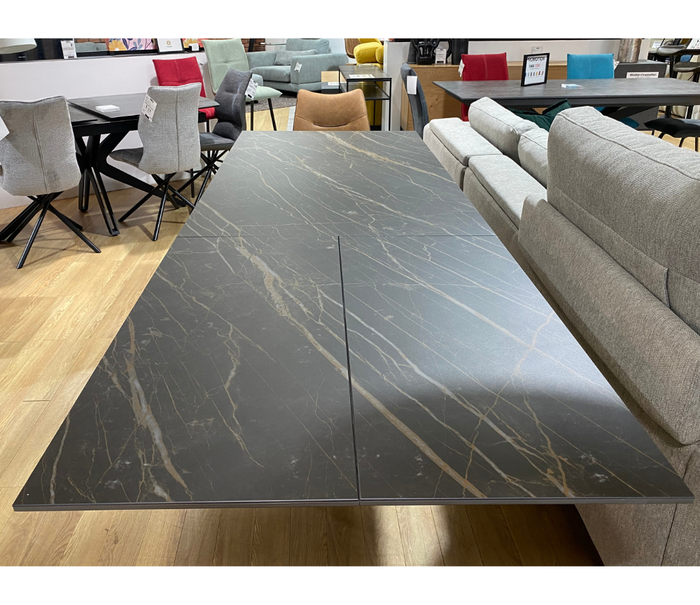 table céramique extensible marbré foncé rectangulaire italienne luxe - Souffle d'intérieur - Altacom
