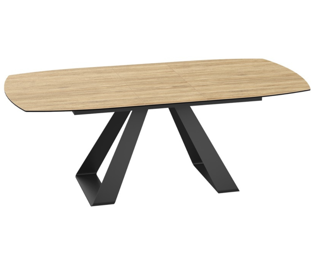 Table extensible de salle à manger céramique bois pieds métal noir - Akante - Souffle d'intérieur