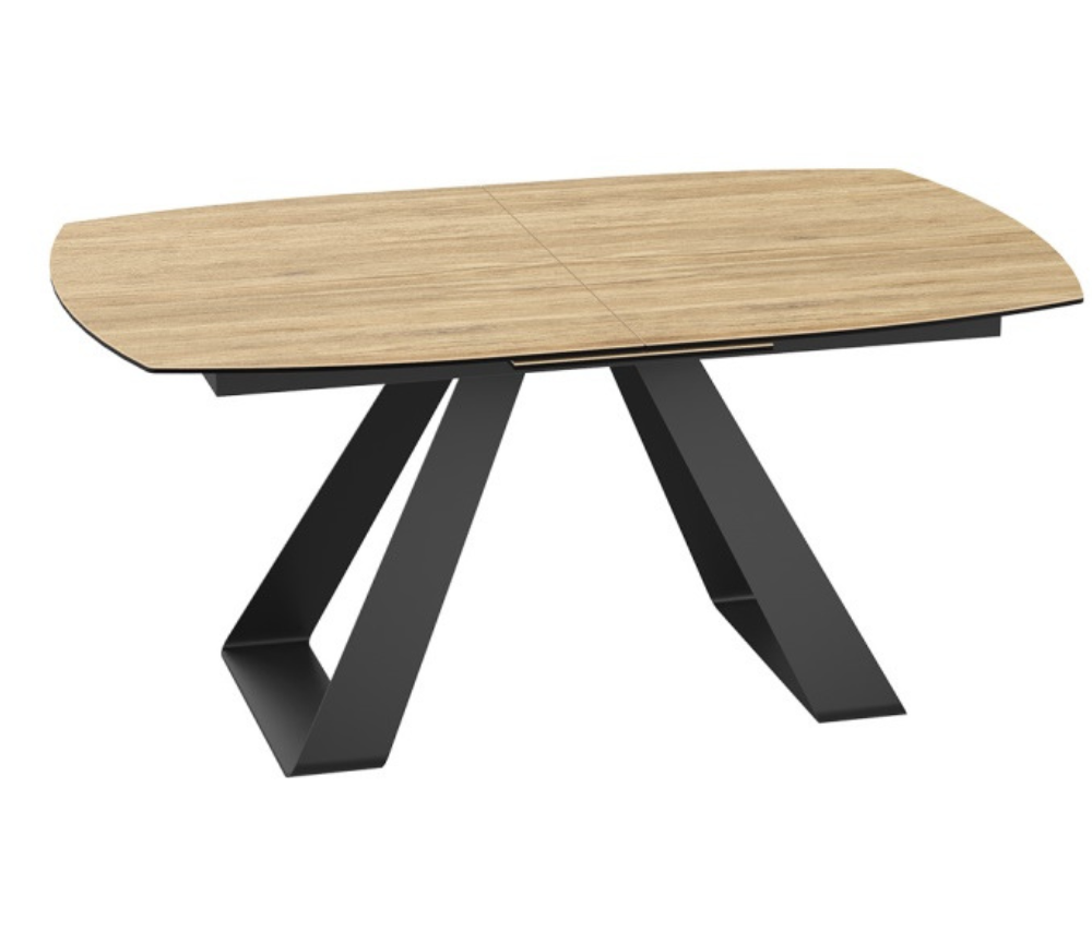 Table extensible de salle à manger céramique bois pieds métal noir - Akante - Souffle d'intérieur