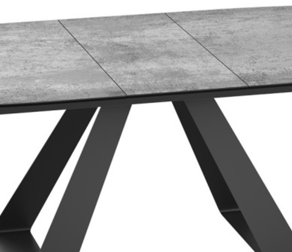 Table extensible de salle à manger en céramique pieds noir - Akante - Souffle d'intérieur gris clair silver