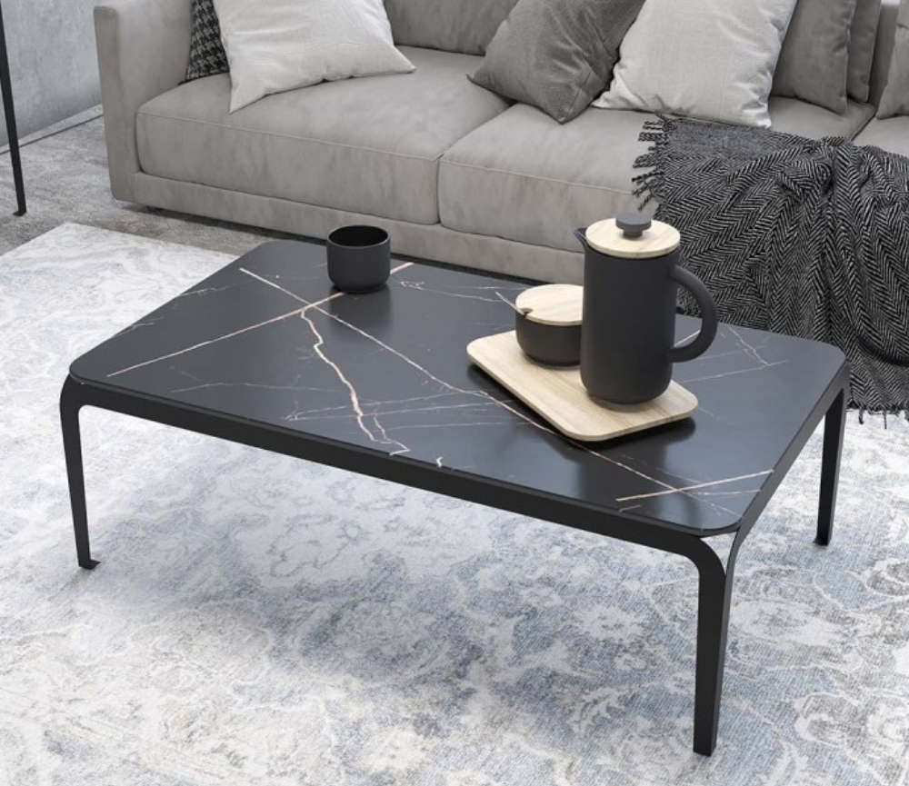 table basse céramique italienne marbre noir rectangulaire - Souffle d'intérieur