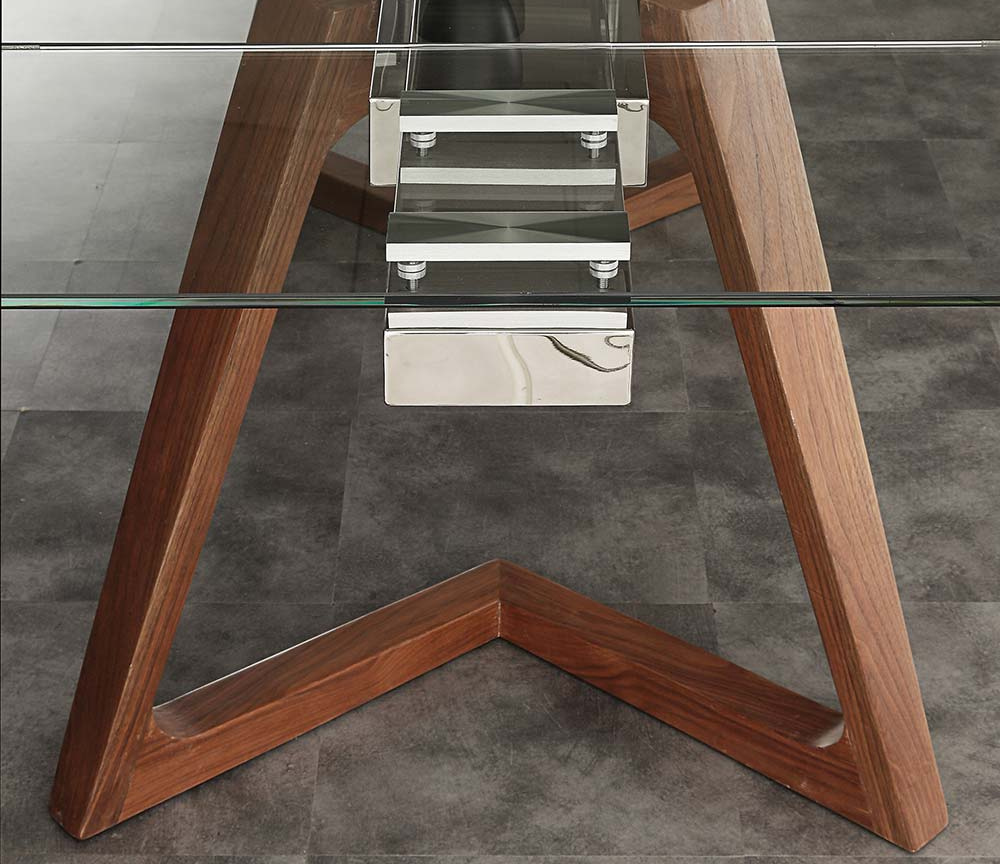 Table en verre extensible design pieds bois - Souffle d'intérieur