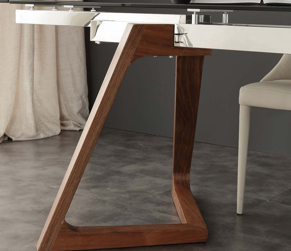 Table en verre extensible design pieds bois - Souffle d'intérieur