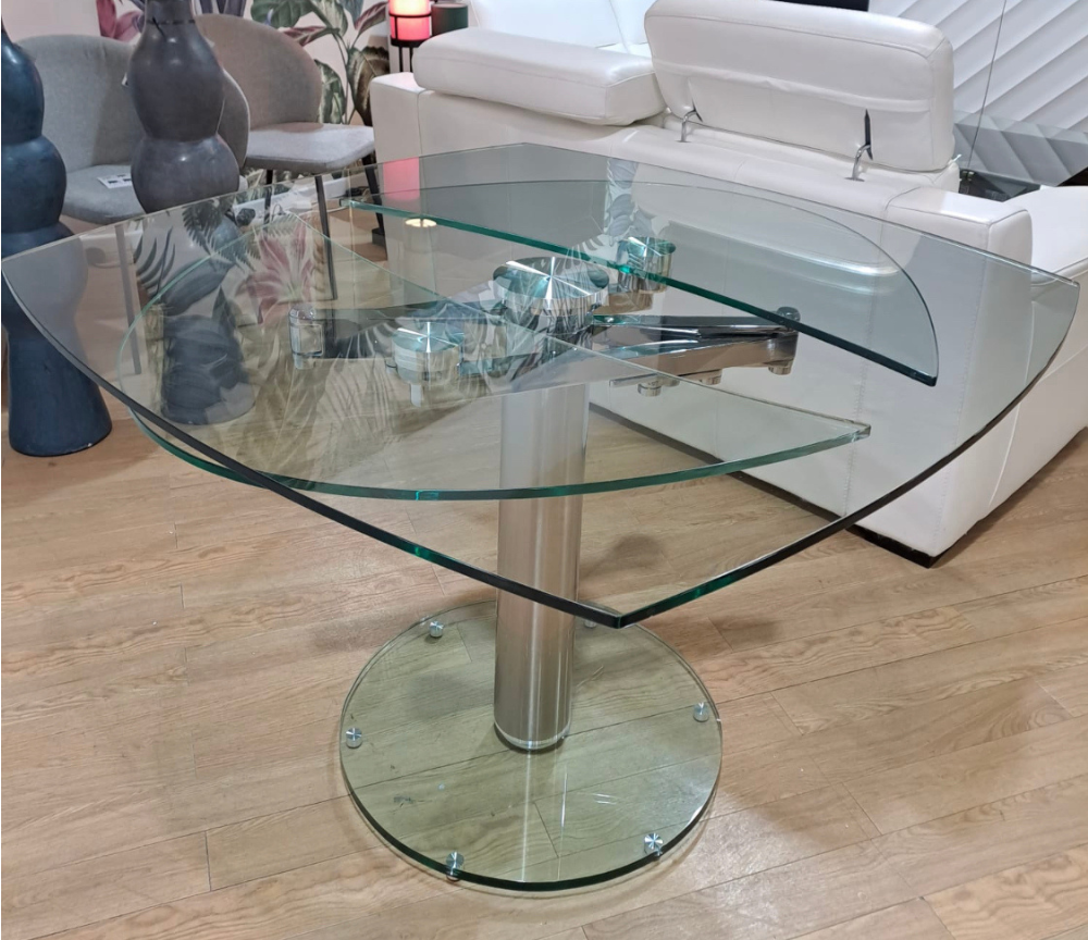 table a manger en verre extensible design italien pieds métal - Souffle d'intérieur