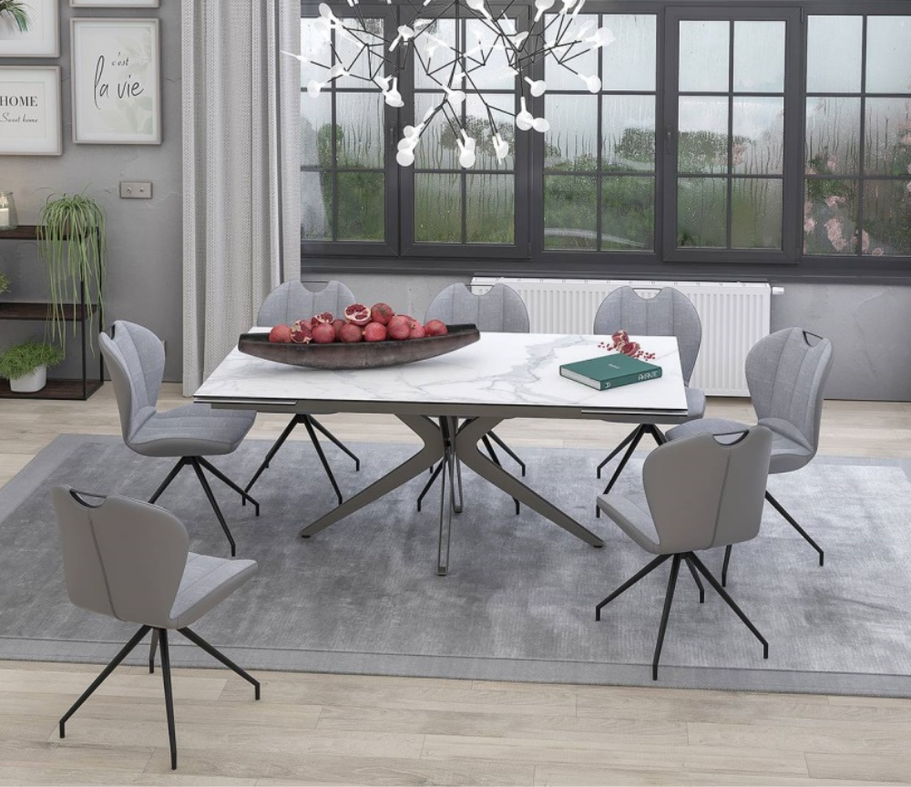 Table extensible céramique marbre blanc mat - Akante - Souffle d'intérieur