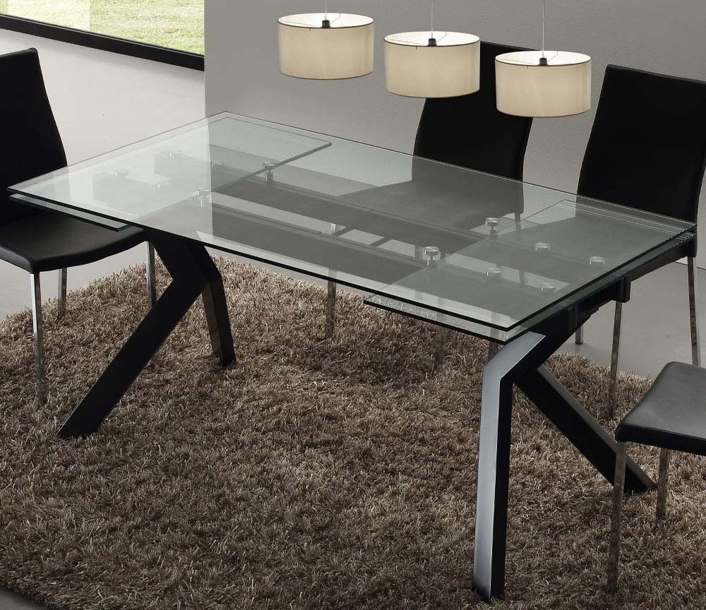 Table en verre trempé extensible rectangulaire design - Souffle d'intérieur