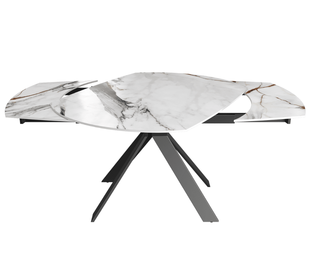 Table extensible céramique couleur marbre blanc marron brillant design - Akante - Souffle d'intérieur