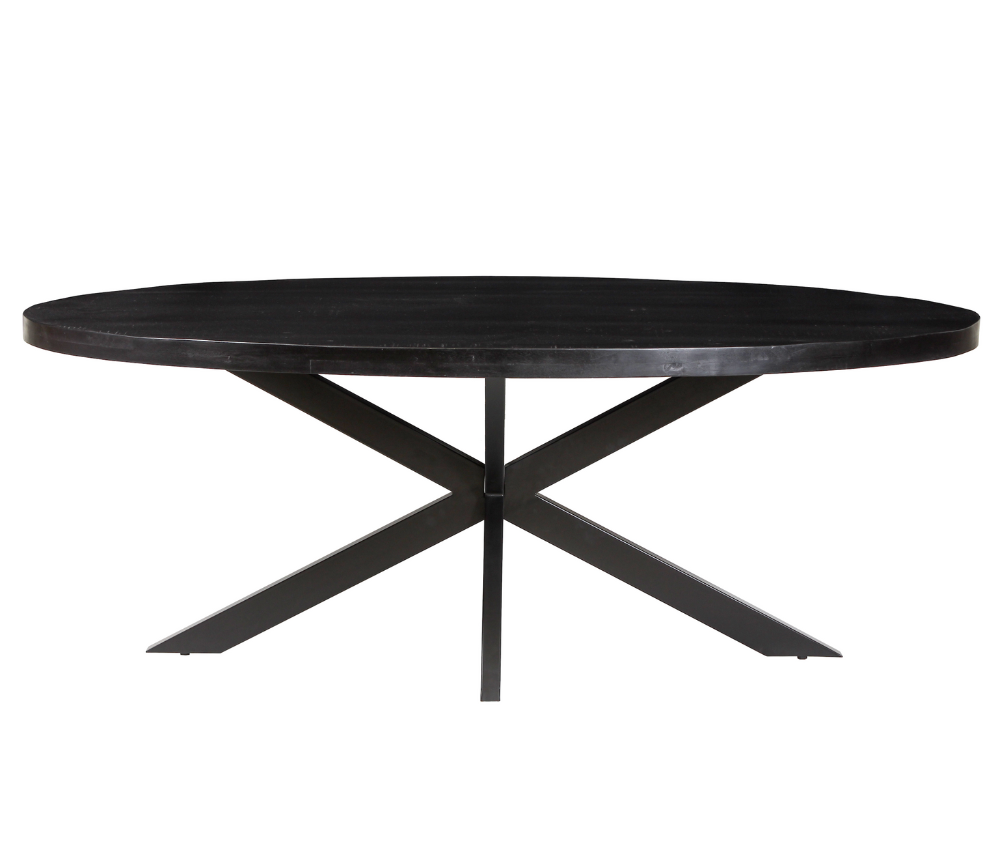 table bois noir ovale et pieds métal - Souffle d'intérieur