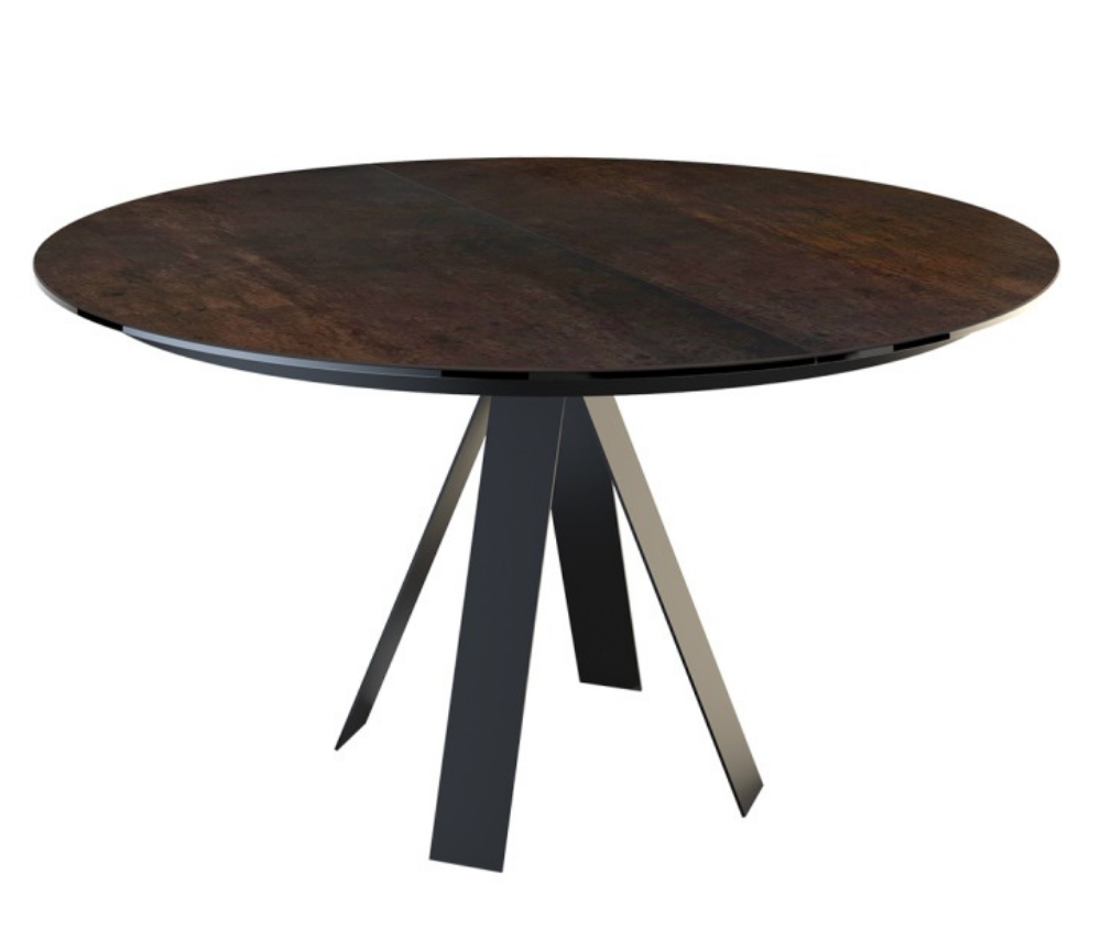 Table ronde extensible acier rouille pieds métal noir - Akante - Souffle d'intérieur