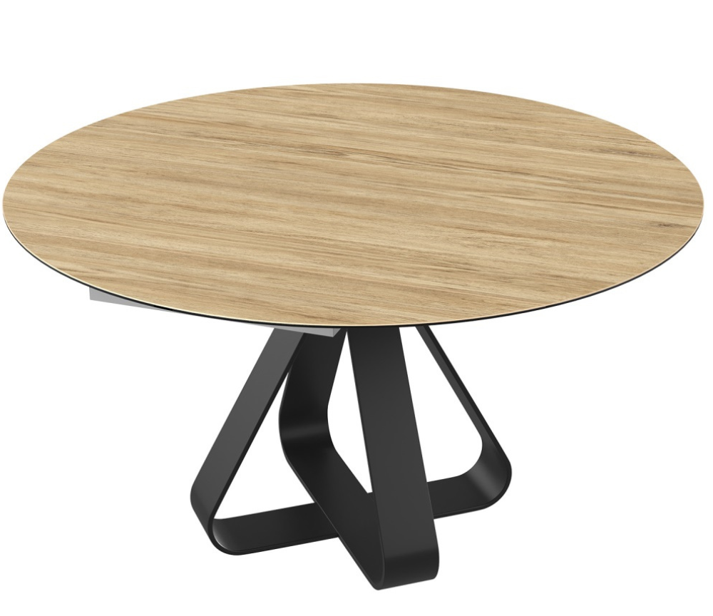 Table extensible ronde céramique bois pieds métal noir - Akante - Souffle d'intérieur