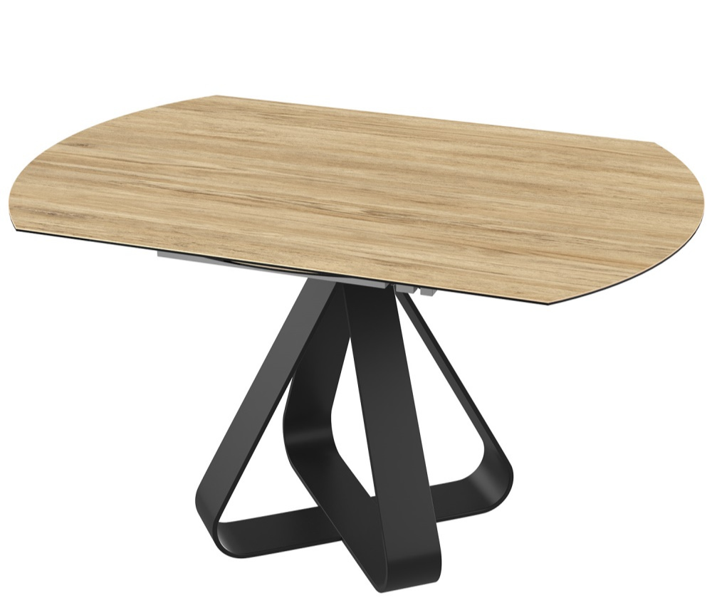 Table extensible ronde céramique bois pieds métal noir - Akante - Souffle d'intérieur
