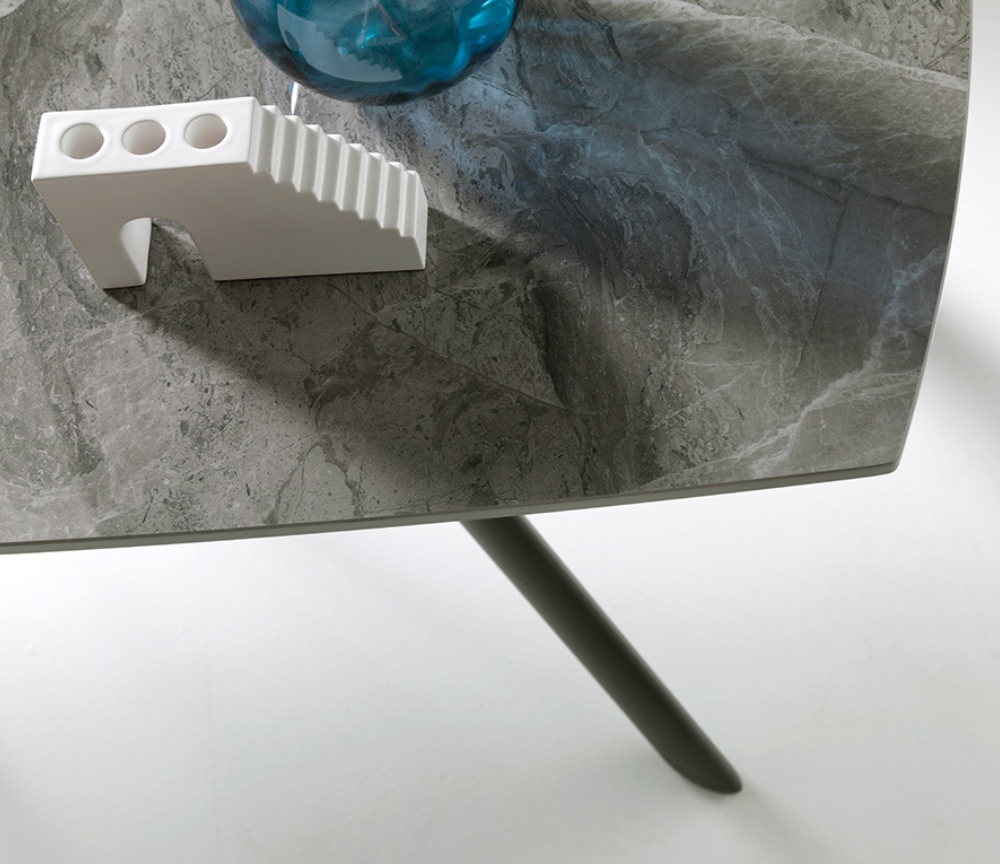 plateau table ceramique marbre gris clair