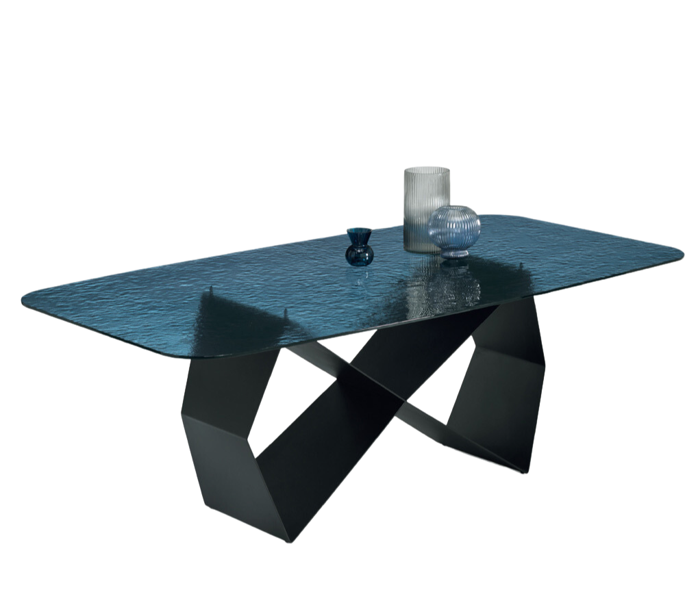 table en verre a manger bleu design italienne - Souffle d'intérieur