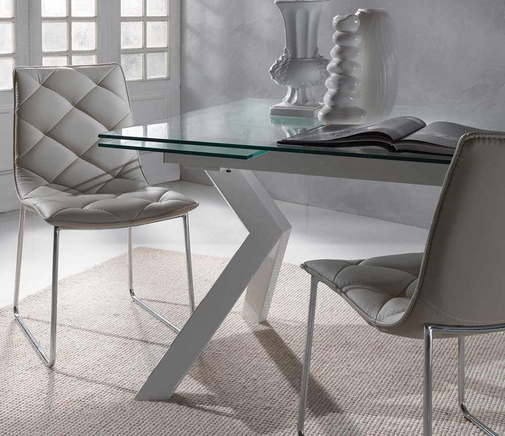 table extensible rallonges intégrées en verre trempé design italien - Souffle d'intérieur
