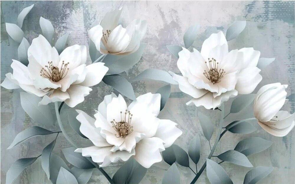 Papier peint grosse fleur blanche | Fleur&Fleuri
