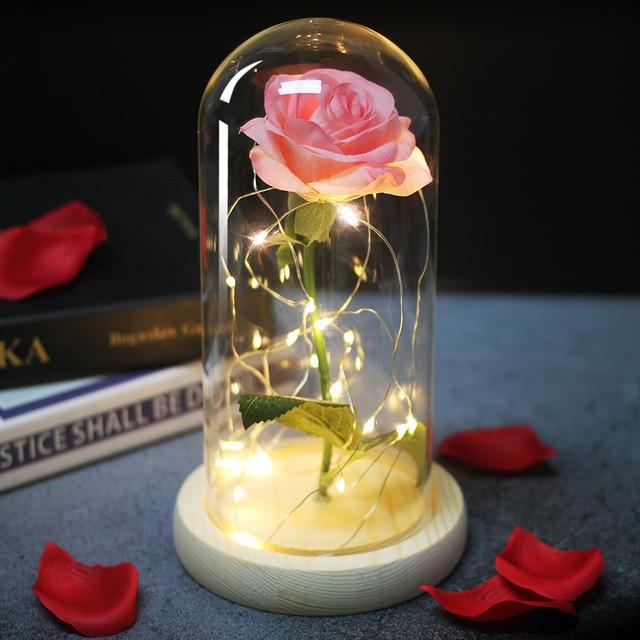 Rose rose éternelle sous cloche | Fleur&Fleuri