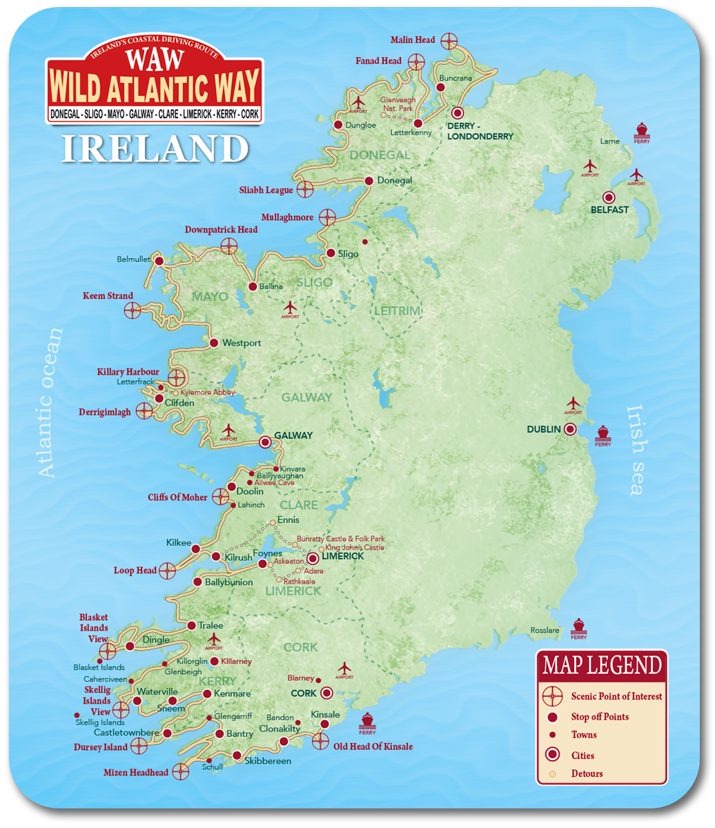 Wild Atlantic Way Map Coaster – Real Ireland - Picture Press