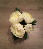 New Artificial Fake Silk Flower 4 Heads Cream Peony Bouquet 30cm H