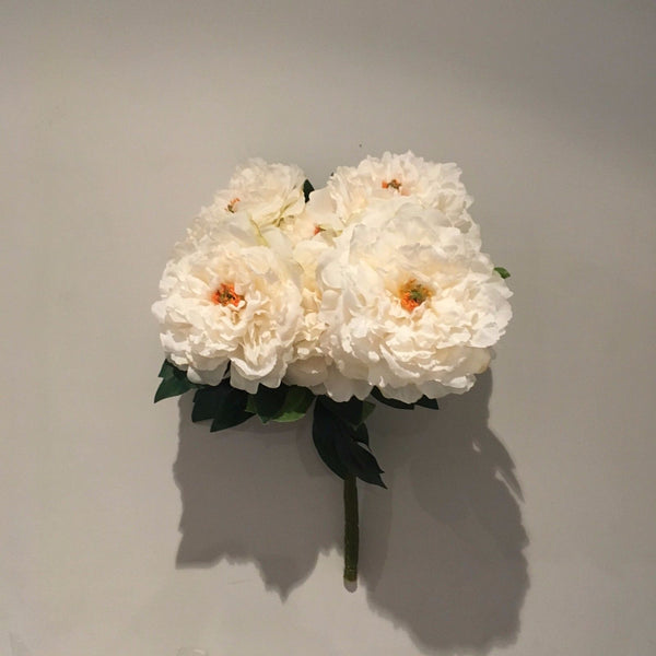 New Artificial Fake Silk Flower 7 Head Large White Peony Bunch 50cm H