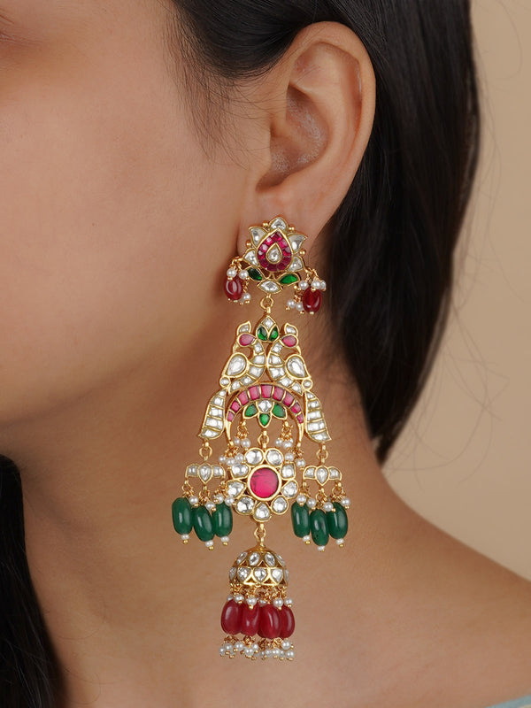 Shop Kiran Jhumkas Online | 92.5 Gold Plated Kundan Earrings Collections –  The Amethyst Store