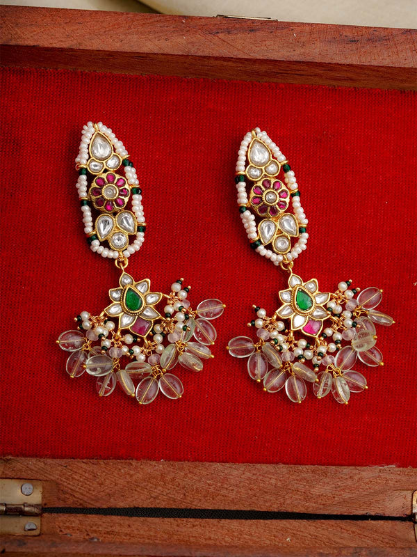 Gold Finished Rubby Emerald Jadau Earrings & Tikka Set By PTJ – Punjabi  Traditional Jewellery