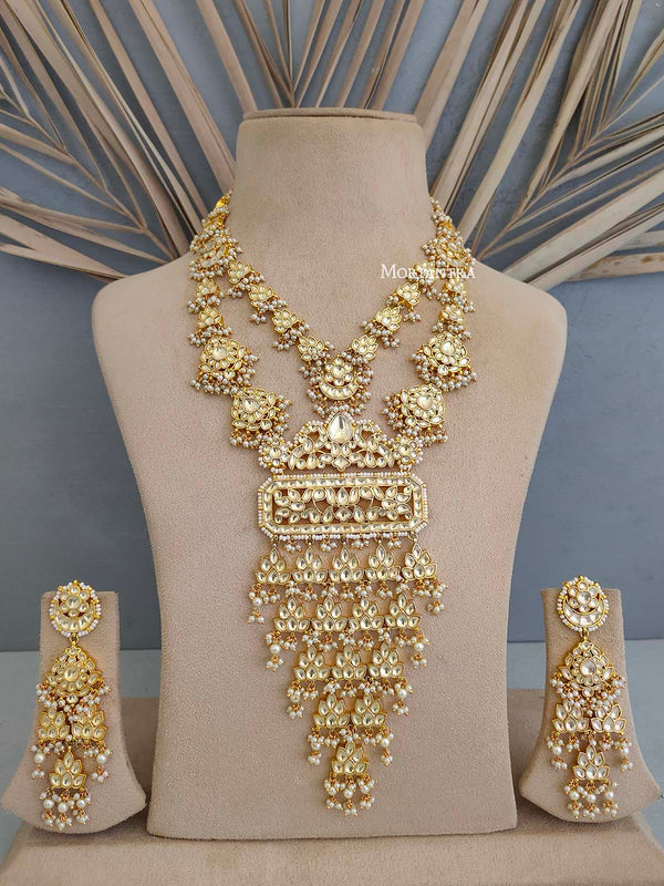 Pink Gold Plated Diamond Bridal Necklace Set – Mortantra