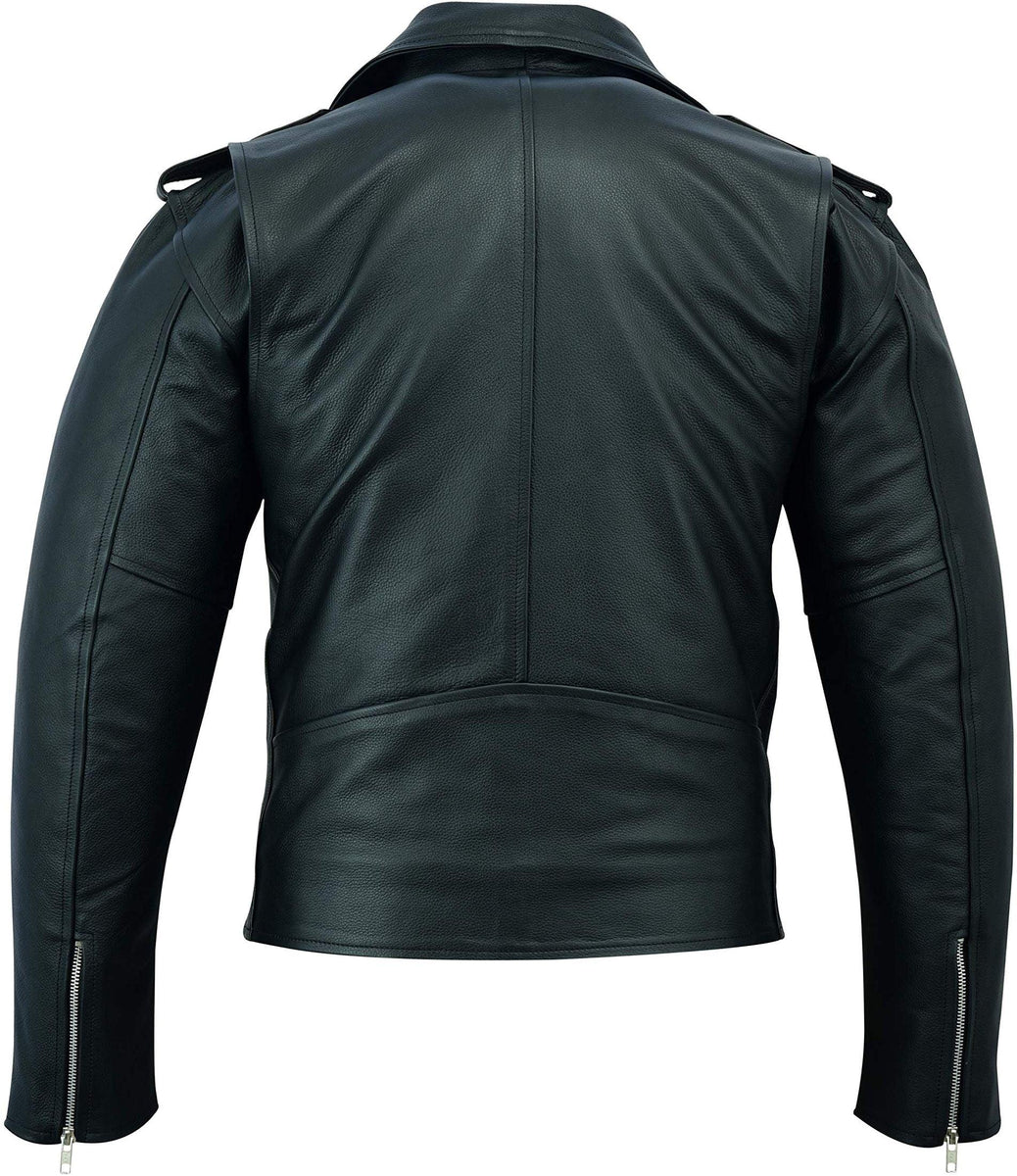 Warrior Gears® Brando Leather Motorcycle Jacket for Men | Cowhide- Black