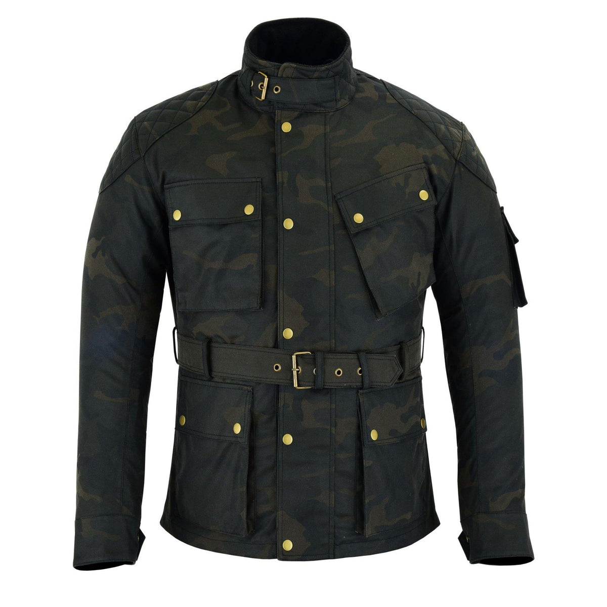 Warrior Gears® Men's Camo Waxed Cotton Motorcycle Jacket, Motorbike To