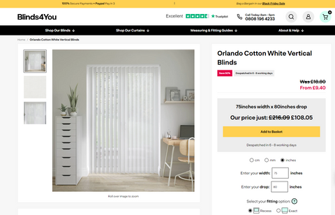 Orlando Cotton White Vertical Blinds