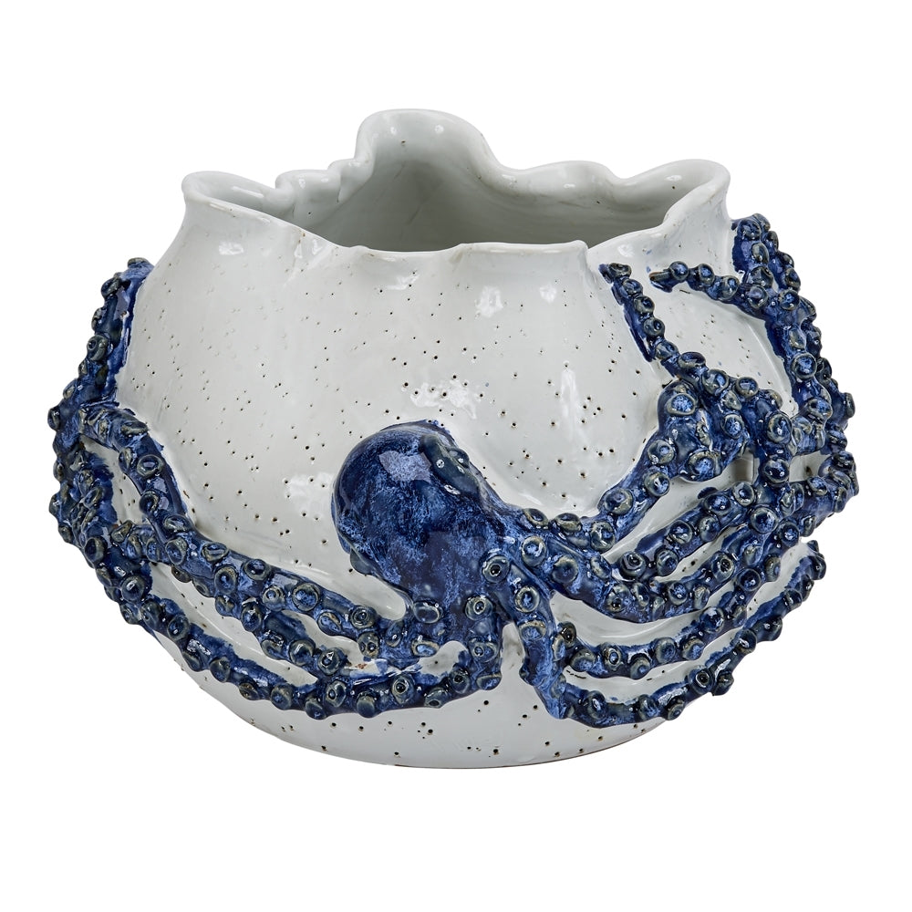 Octopus-Shaped Bowl Crafted from Blue Ceramic