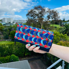 pu leather wallet with ethnic print