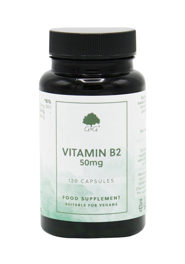 Vitamin B2 Riboflavin 50mg 120 Vegan Capsules Gandg Vitamins Usa 9241