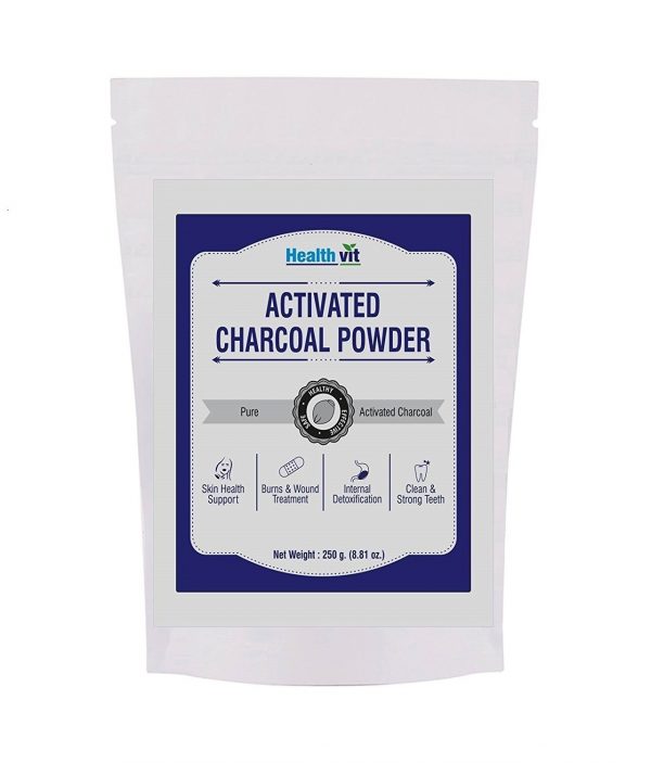 healthvit activated charcoal powder for natural teeth whitening