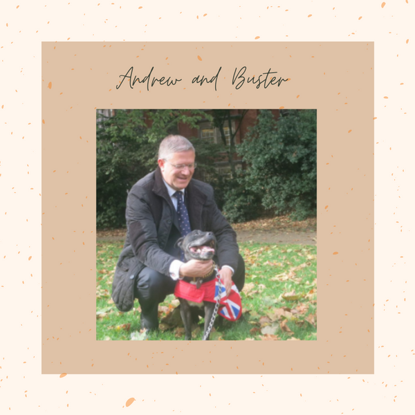 Andrew Rosindell and his Staffordshire Bull Terrier, Buster