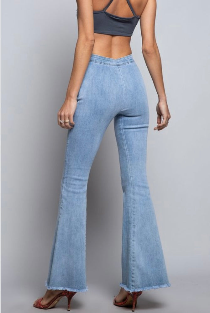 POL Flare Raw Hem Denim Jeans – Cavi Blu Boutique