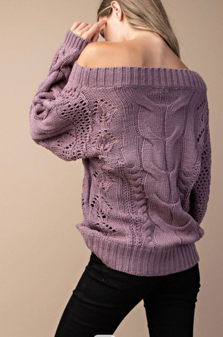 Purple Rain Cable Knit Sweater Cavi Blu Boutique