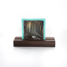 Load image into Gallery viewer, Plate - Petrified wood pattern with blue border square dish
