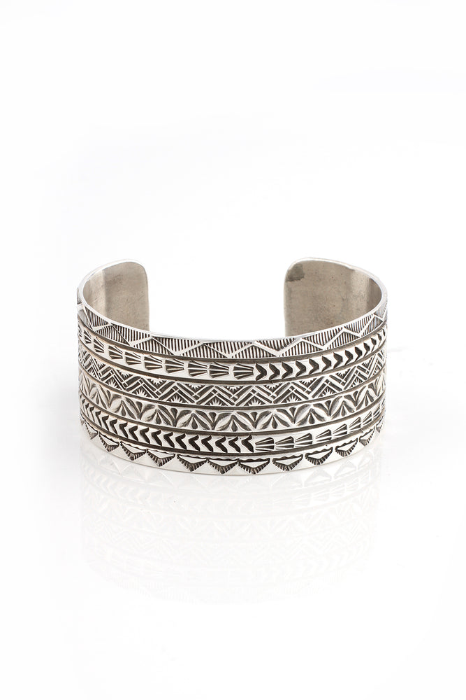 V&C Hale Navajo Stamped Symbols Repousse Cuff Bracelet