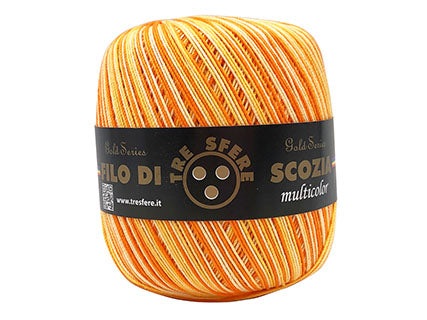 6 Gomitoli Filato di Cotone Filo di Scozia Multicolor, Uncinetto n°5, Confezione da 480gr, 12 Colori