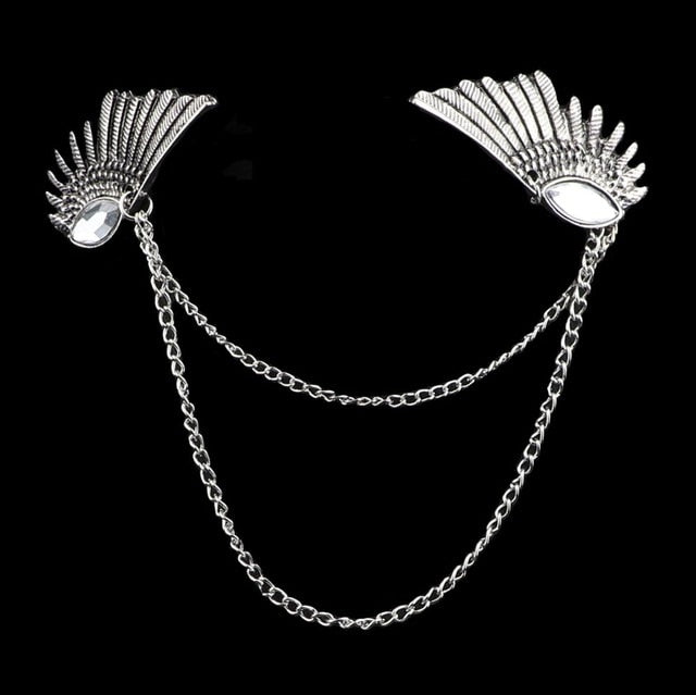 Man Suit Shirt Collar Tassel Chain Dragon Lapel Pin Jewelry Accessories