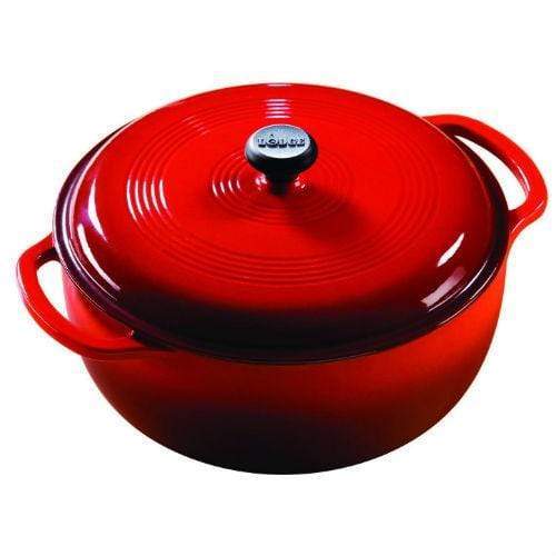 Lodge 7 Quart Oval Enameled Dutch Oven. Classic Red Enamel Cast Iron