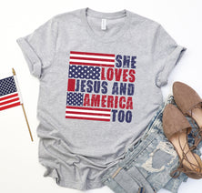 She Loves Jesus and America Too Graphic T-Shirt Nav Image 1