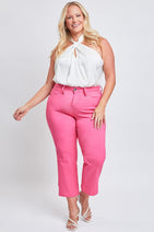Mid-Rise Hyperstretch Cropped Straight Pants in Fiery Coral Nav Image 5
