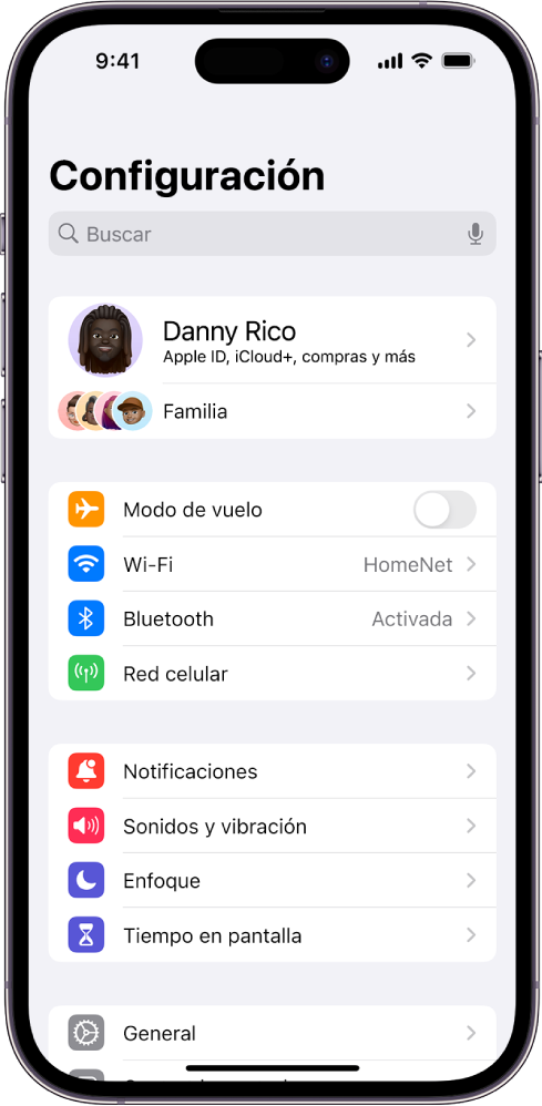 configuración iPhone