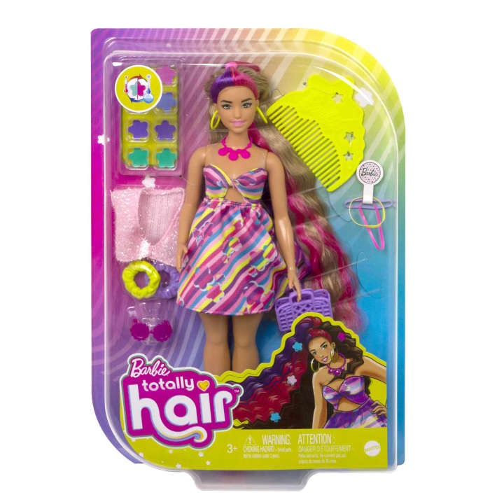 Barbie Salon Stylist Doll (12-in) with Purple Hair, Tie-dye Smock, Striped  Tee, Blow Dryer & Comb Accessories, Great for Ages 3 Years Old & Up