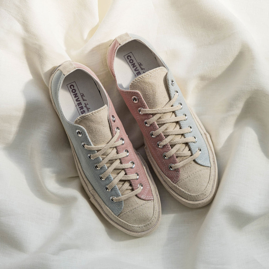 converse all star low leather trainers vintage khaki vapour pink exclusive