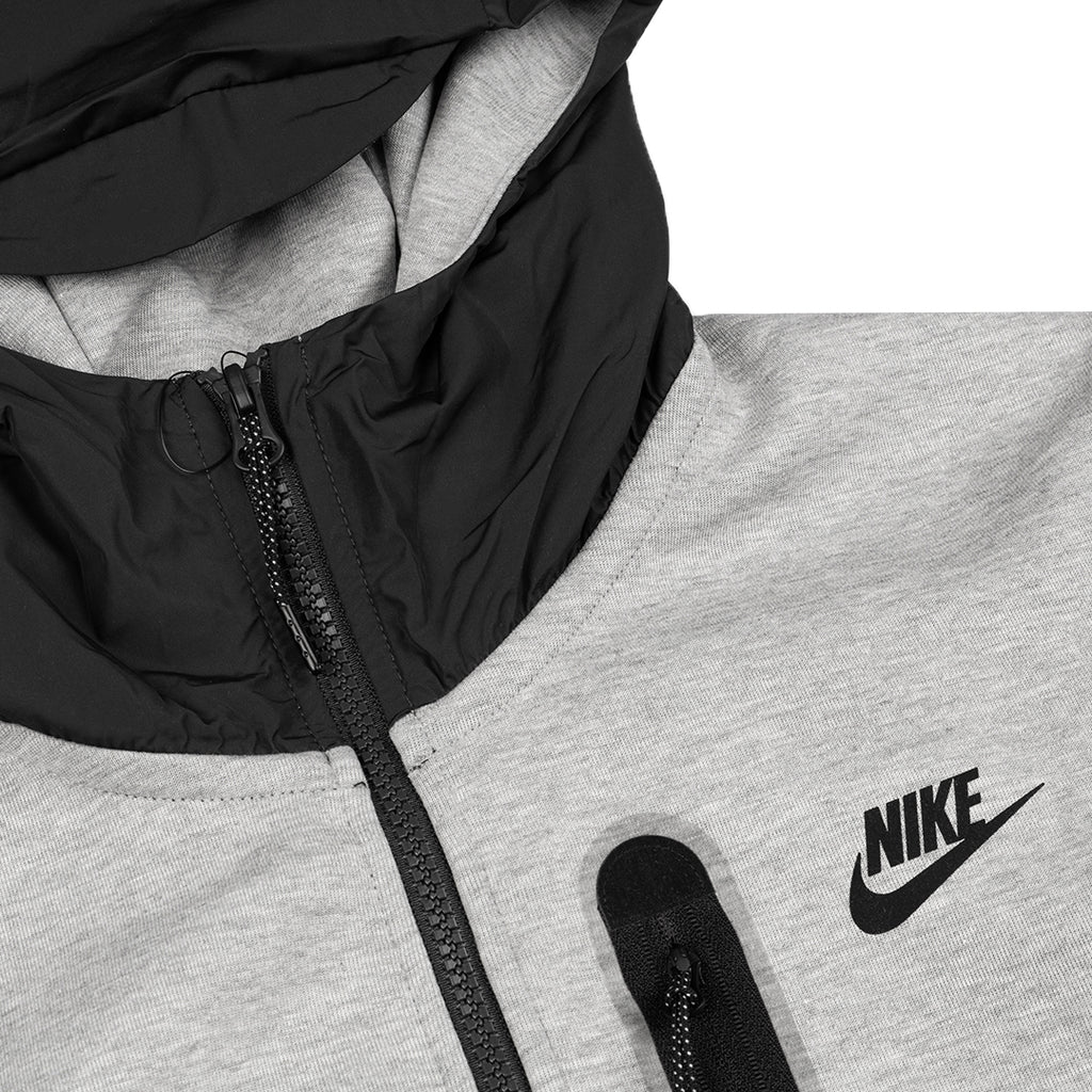 Nike Tech Fleece Full Zip Woven Hoodie (Dark Grey Heather / Iron Grey ...